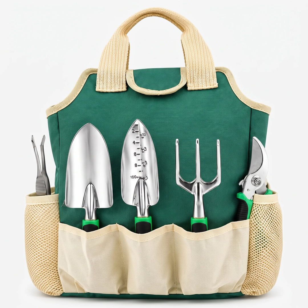 Gardening hand tool kit including trowel, shears, and succulent tools for indoor and outdoor plant care.