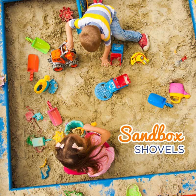 Bulk pack of kids' plastic sand shovels, perfect for party favors and beach activities