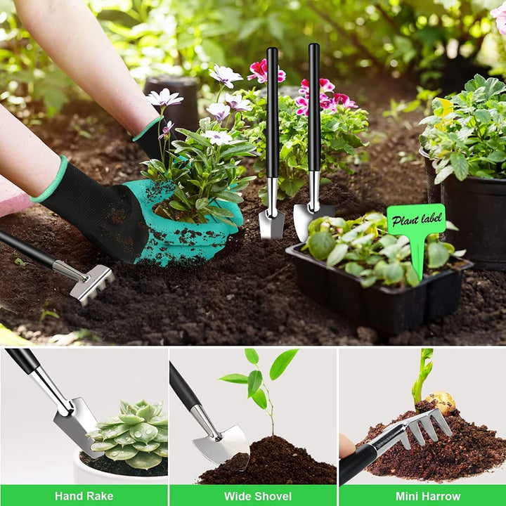 Gardener using Sevora's 24-piece bonsai kit to prune and shape a miniature tree, ensuring proper plant care.
