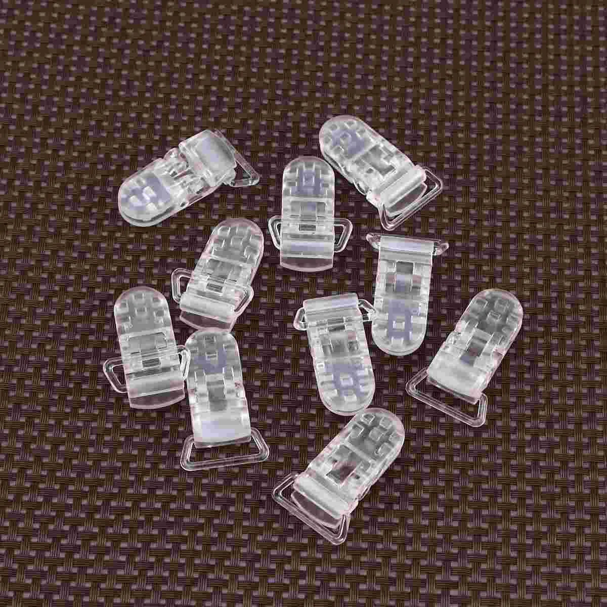 25 clear T-shaped plastic pacifier clips for baby accessories and crafting