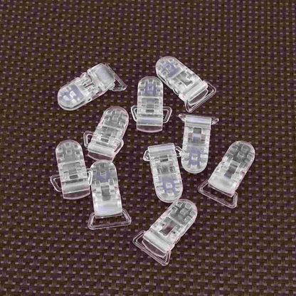 25 clear T-shaped plastic pacifier clips for baby accessories and crafting
