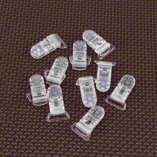 25 clear T-shaped plastic pacifier clips for baby accessories and crafting