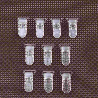 Clear T-clip plastic fasteners, suitable for making pacifier clips, badge holders, and bib clips