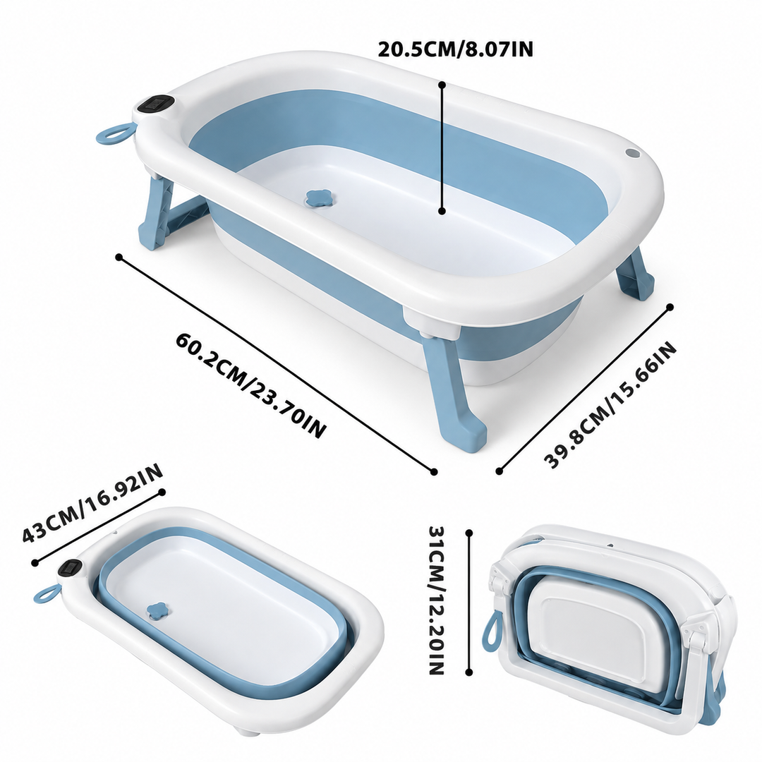 Foldable Baby Bathtub with Thermometer & Soft Support
