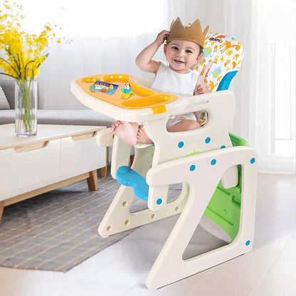 Modern baby high chair, 3-in-1 design for infants and toddlers with adjustable features