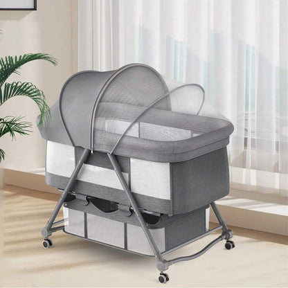 Portable baby bassinet & infant travel bed, a compact newborn sleeper perfect for on-the-go parents. Easy setup.