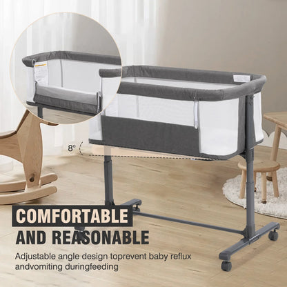 Portable infant bed with breathable mesh sides and a comfortable mattress for baby's sleep