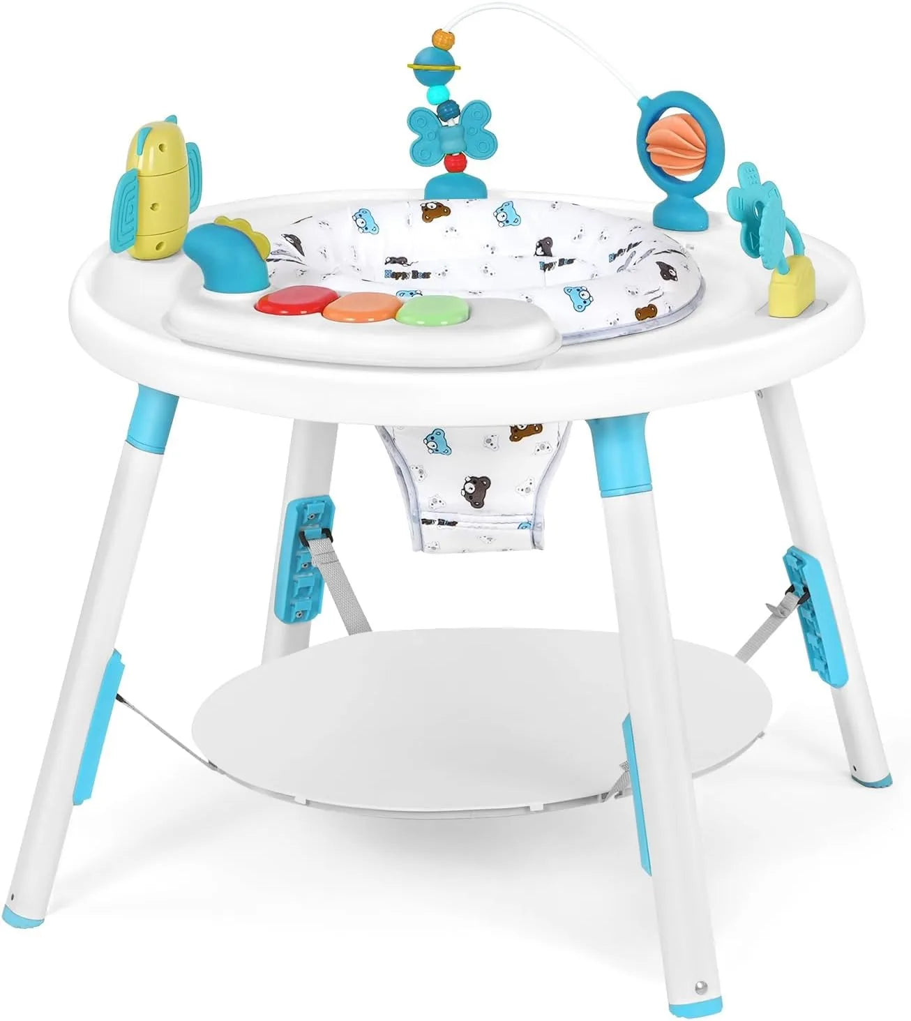 3-in-1 baby jumper & activity table with interactive toys, 360-degree rotating seat for infant entertainment