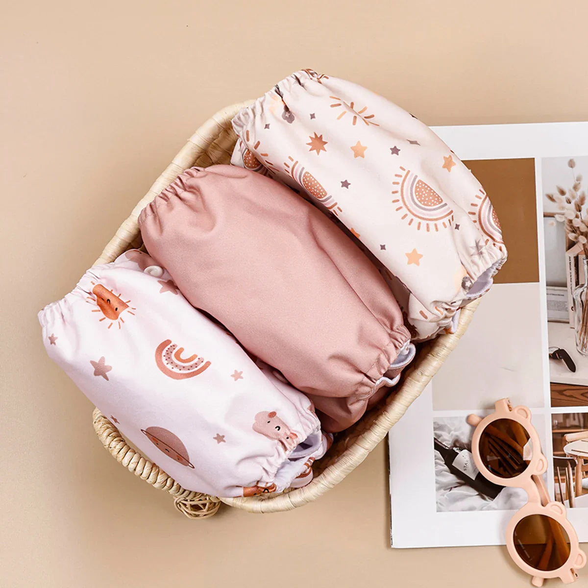 3-pack reusable ecological cloth diapers for newborns, unisex design, sustainable baby care essentials.