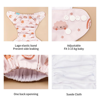 Eco-friendly 3-pack cloth diapers, washable and reusable, ideal for infant care and sustainable living.