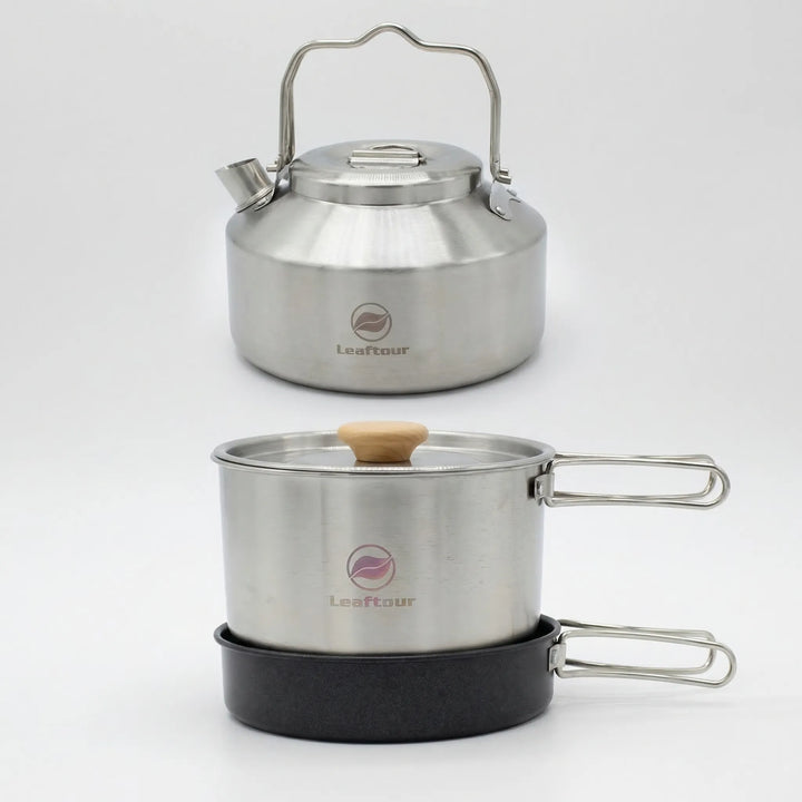 Lightweight 3-piece backpacking cook set for easy outdoor meals. Nonstick surface, compact design for campers.