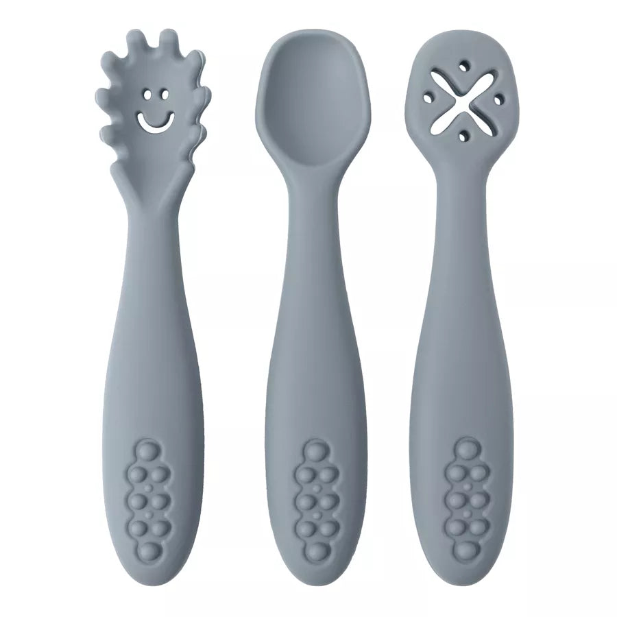 Assortment of silicone baby spoons, essential for baby feeding and first solids