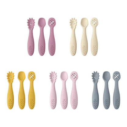 Mealtime fun with silicone learning spoons, encouraging early motor skills in babies