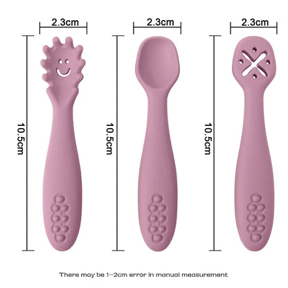Close-up of orange silicone baby spoon, perfect for first solids and self-feeding