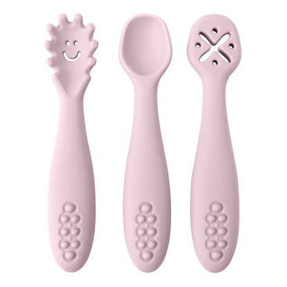 Baby learning spoons made from food-grade silicone, gentle on delicate gums