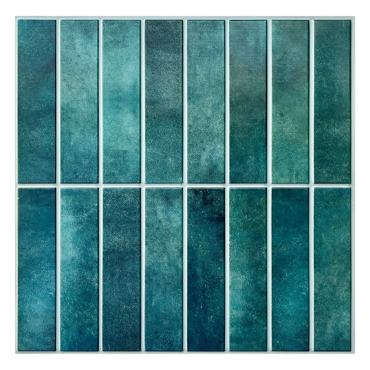 Modern 3D peel & stick wall panels with ceramic look for kitchen backsplash or bathroom decor. Waterproof.