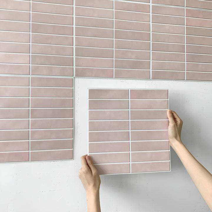 Modern ceramic-look 3D wall panels, peel and stick for kitchen backsplash & bathroom. Waterproof & easy.