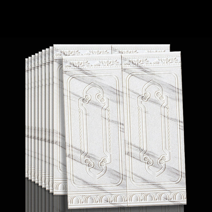 Create textured walls with 3D peel & stick vinyl panels. Quick home improvement.