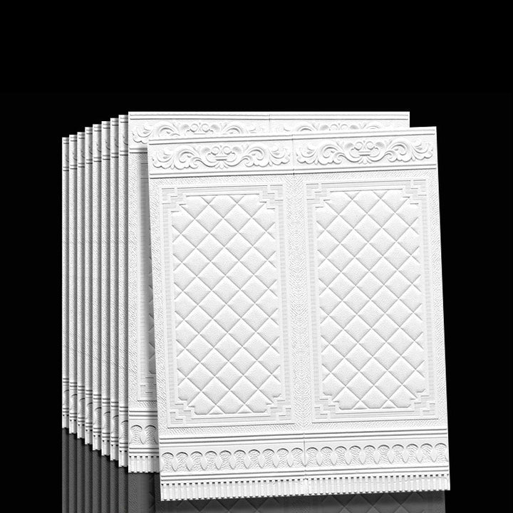 Home improvement with water-resistant, self-adhesive 3D vinyl wall panels.
