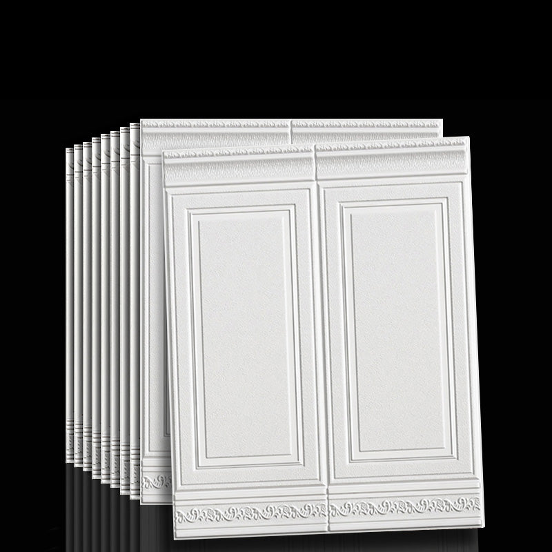 Easy install textured 3D vinyl wall panels. Peel & stick for any home decor project.