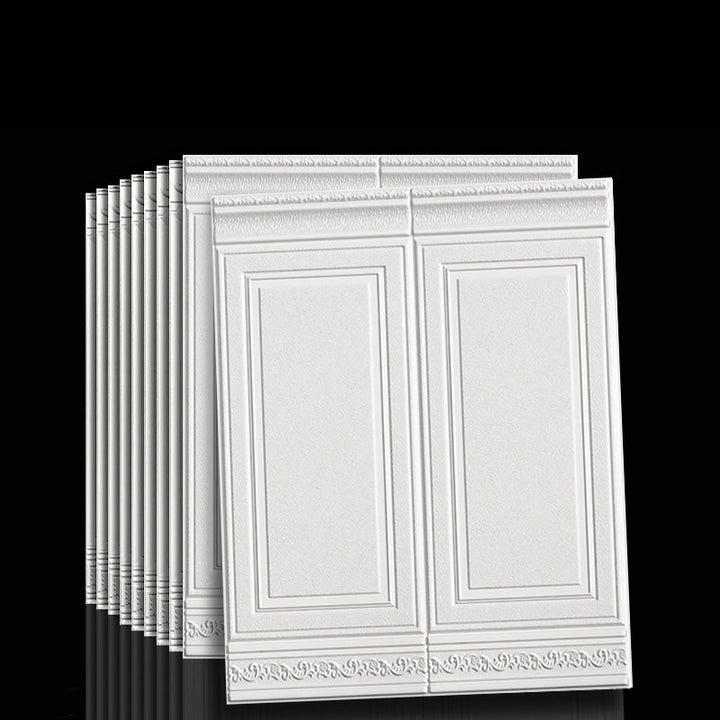 Easy install textured 3D vinyl wall panels. Peel & stick for any home decor project.