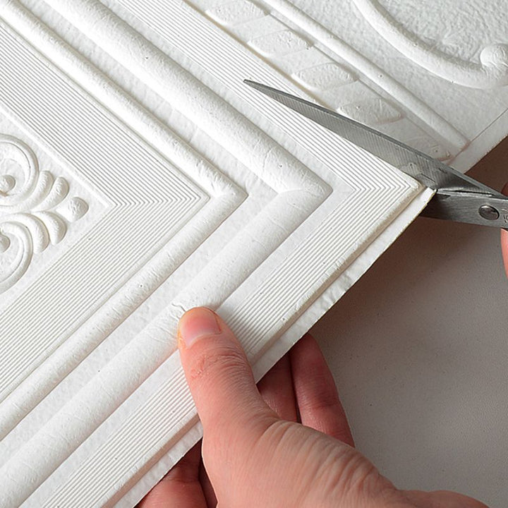 Textured 3D peel & stick vinyl panels, ideal for stylish home improvement and wall decor.