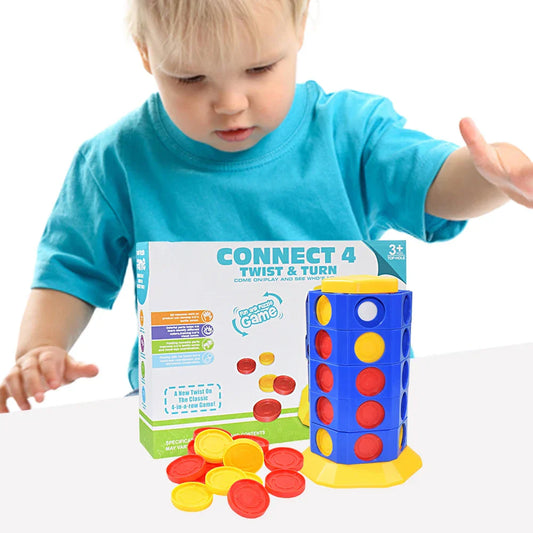 3D Twist Four-in-a-Row strategy board game showing vertical gameplay with colorful game pieces