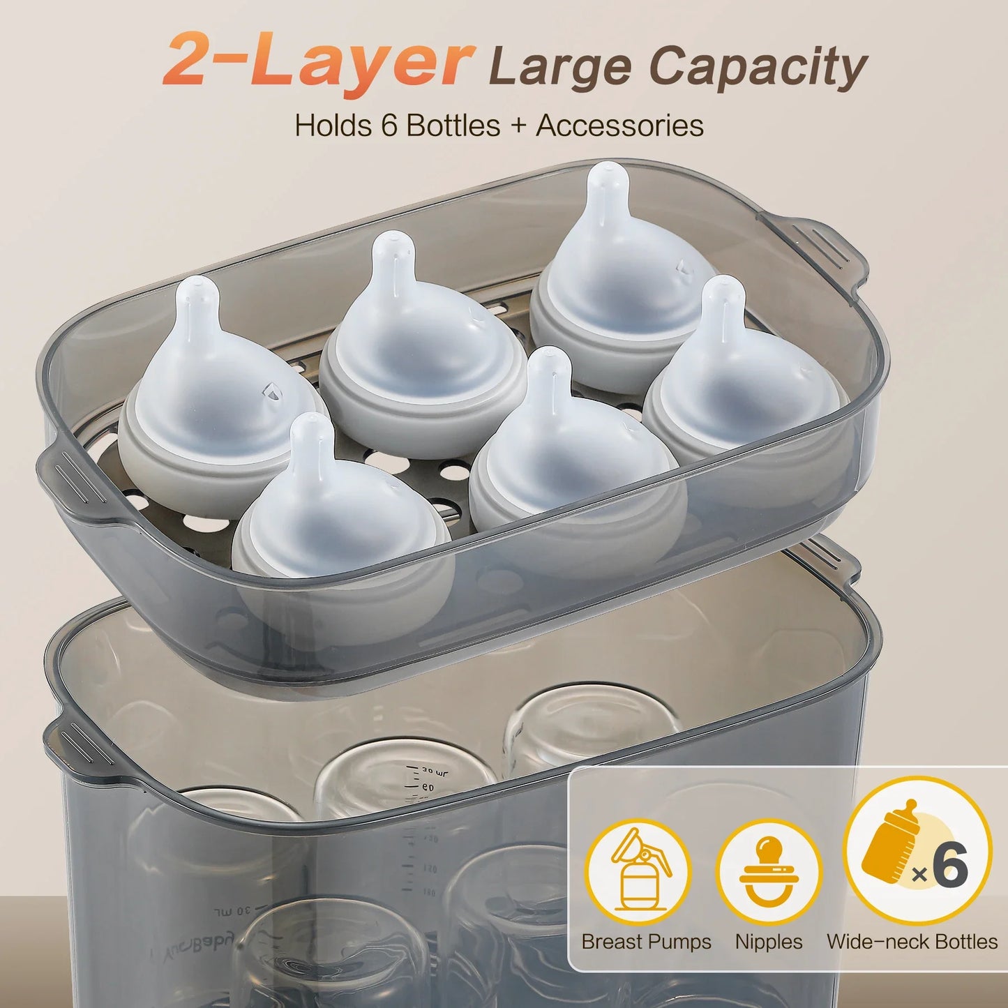 Baby bottle dryer in action, showing quick drying feature for healthy baby care
