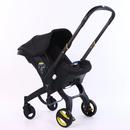 4-in-1 baby stroller & car seat travel system, ideal for newborns and toddlers, in a park setting.