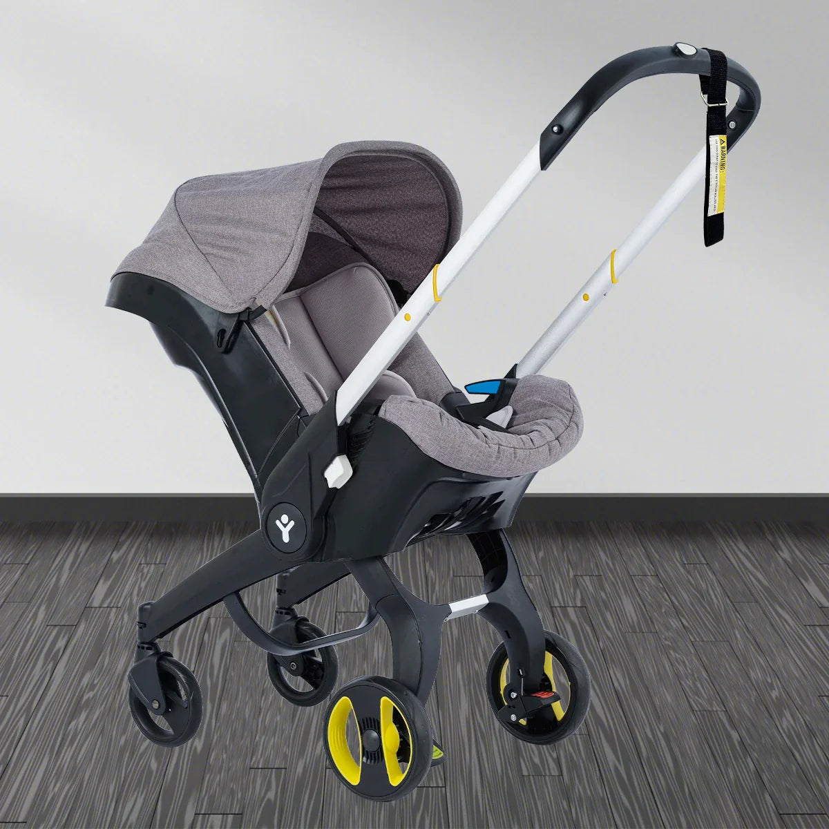 The 4-in-1 baby transport system transformed into a standalone car seat for vehicle use.