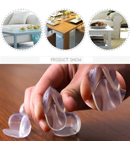 Toddler safety corner protectors, clear and soft, for tables and cabinets