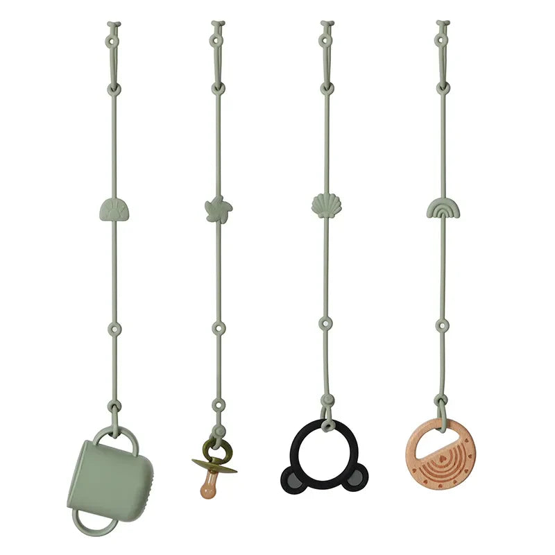 4-pack silicone toy safety straps for baby, essential anti-lost pacifier & teether holder.
