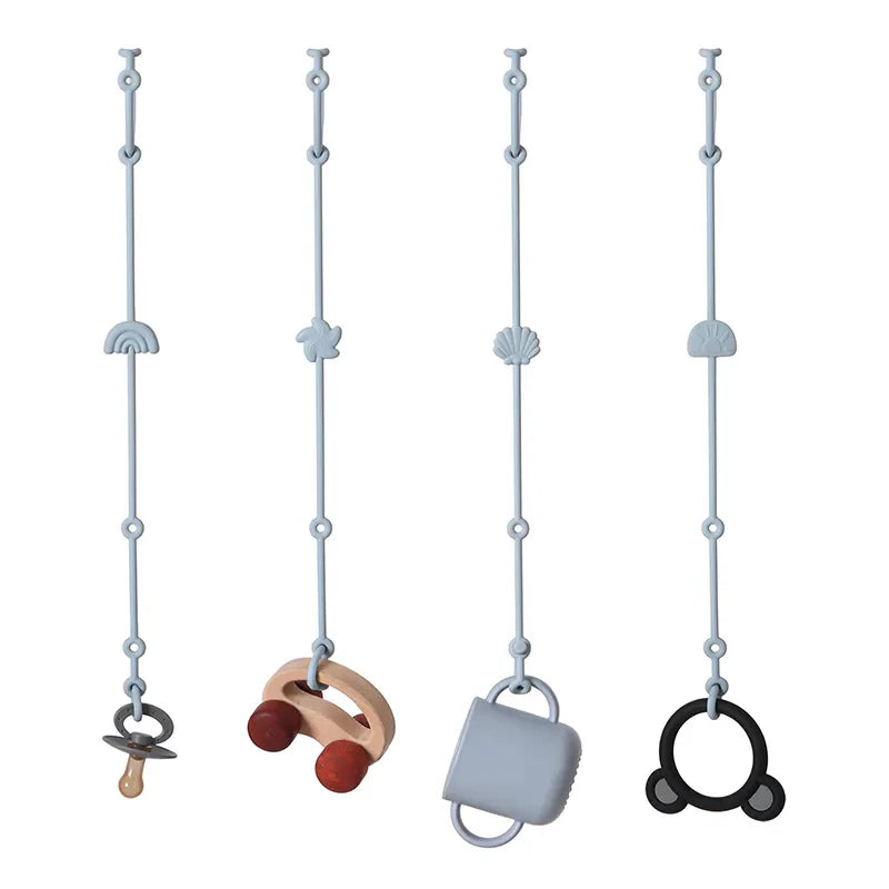 Silicone pacifier strap & toy holder (4 Pcs); anti-lost solution for baby's essential gear.