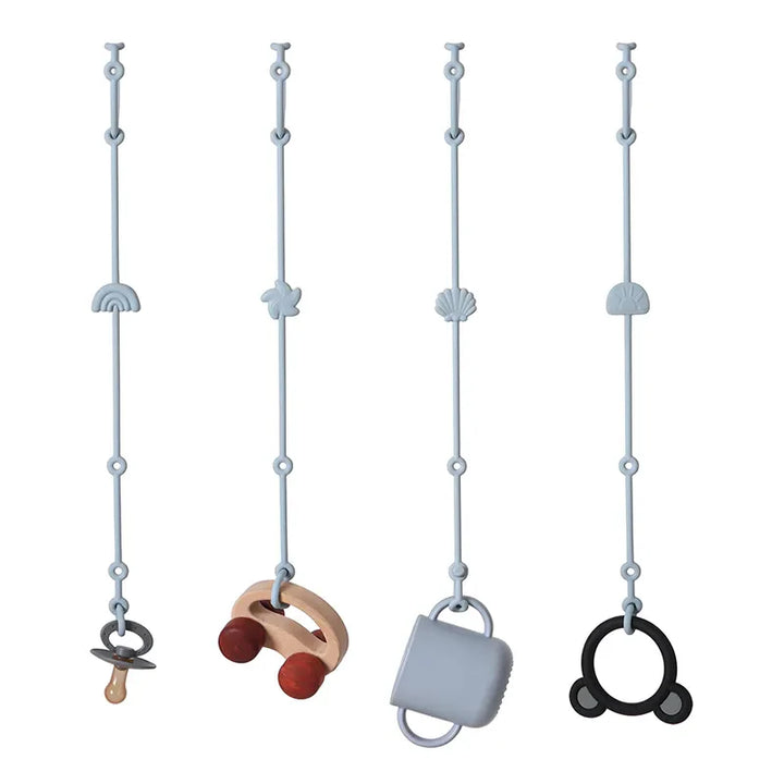 Silicone pacifier strap & toy holder (4 Pcs); anti-lost solution for baby's essential gear.