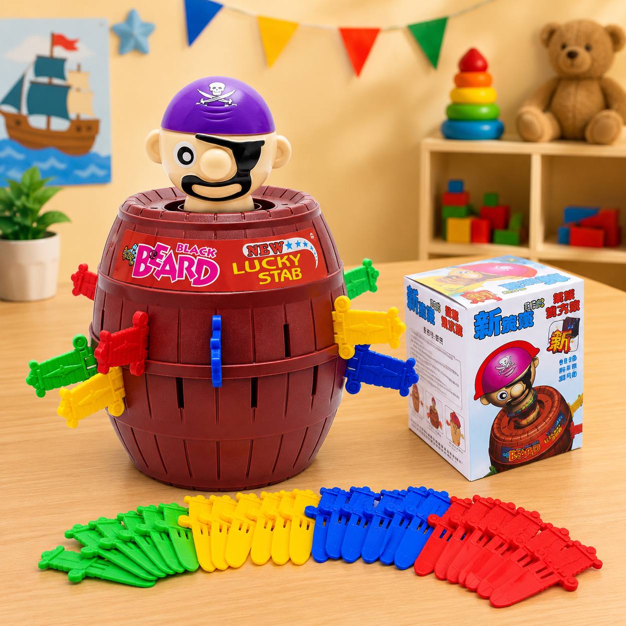 Unisex Pirate Popping Barrel Game for Family Fun