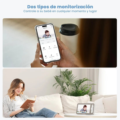 Parenting tech: 5-inch HD baby monitor with 2K camera, motion tracking, and remote app control for nursery.