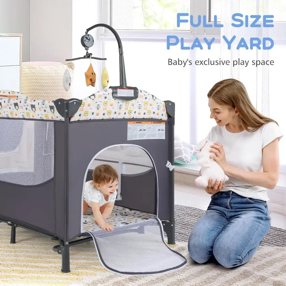 Versatile baby bedside sleeper with detachable diaper changer, breathable mesh sides, and sturdy frame.