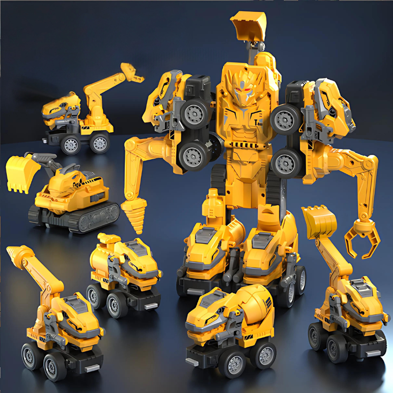 5-in-1 Transformable RoboRanger: construction vehicle robot toy for kids, encourages educational imaginative play