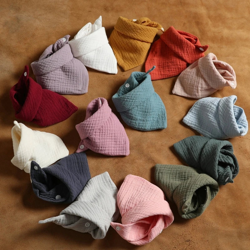 High-quality soft cotton baby bibs set, 5 triangle scarf designs