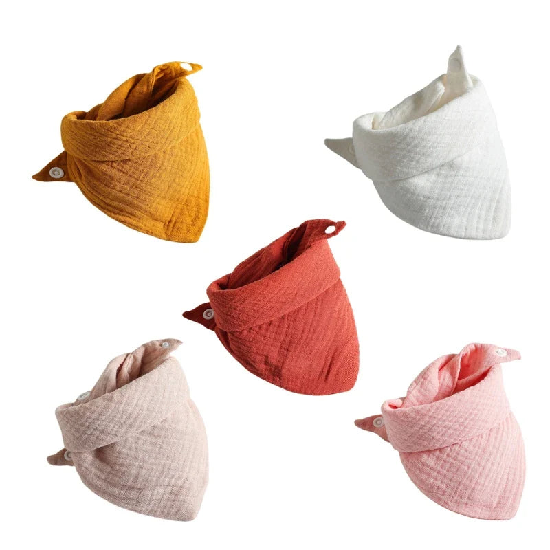 Assorted soft cotton triangle scarf bibs, 5-pack, for infants