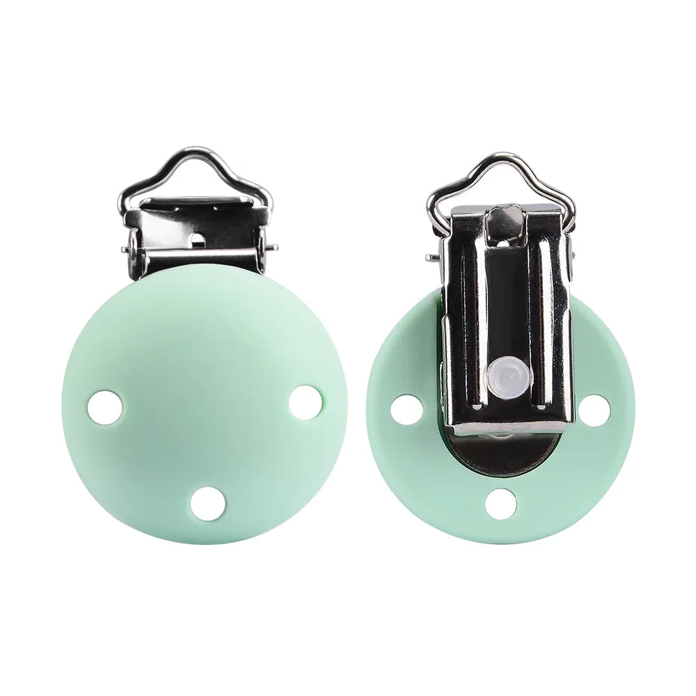 Baby pacifier clips, 5-piece round silicone set, BPA-free, essential for busy parents.
