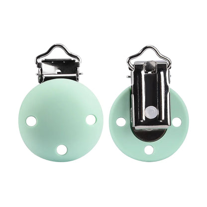 Baby pacifier clips, 5-piece round silicone set, BPA-free, essential for busy parents.