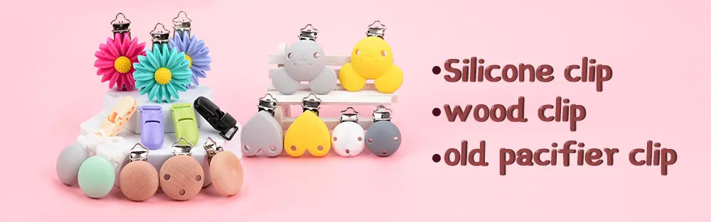 Keep pacifiers close with these 5 BPA-free silicone round baby pacifier clips.