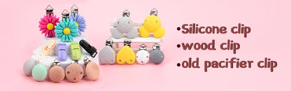 Keep pacifiers close with these 5 BPA-free silicone round baby pacifier clips.