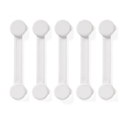 5-pack white child safety locks, reliable child proofing for cabinets & drawers