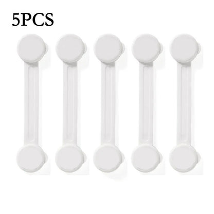Baby gear 5-pack white child safety locks, ideal for cabinet and drawer protection
