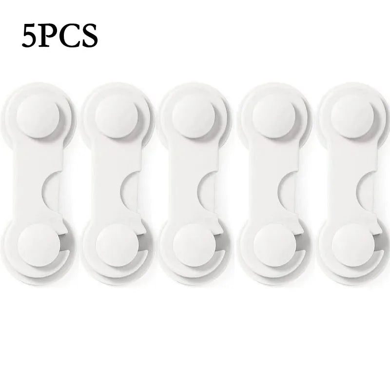 Child protection locks, 5-pack white, for cabinets & drawers, enhancing home safety