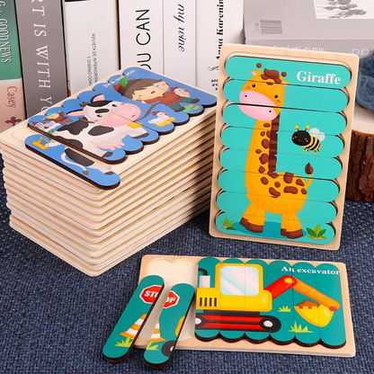 5-pack wooden animal puzzles for kids, promoting early learning & fine motor skills