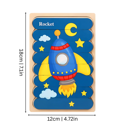Toddler playing with colorful wooden elephant puzzle from the 5-pack animal set