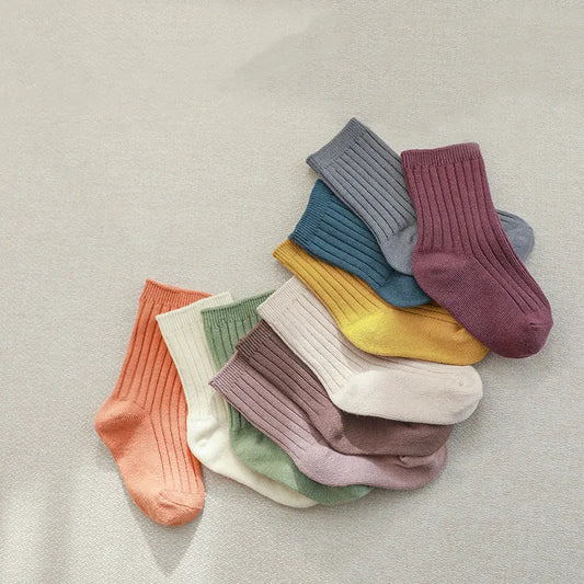 5 pairs of colorful cotton baby socks for newborns and toddlers, unisex design